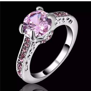 Pink Sapphire Fashion white Rhodium Plated Ring